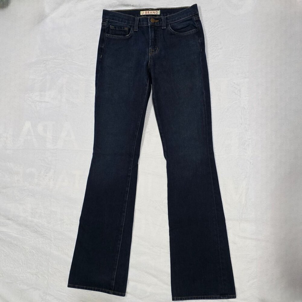 Anthropologie ✦ J Brand Flared Jeans ✦ Dark Indigo Tailored Mid‑Rise Soft Sz 25 - Picture 4 of 12